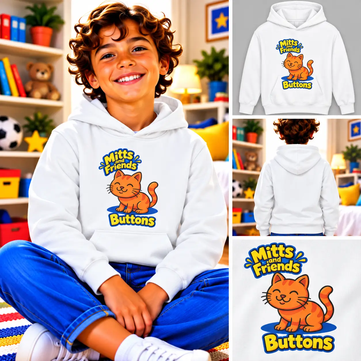 Buttons from Mitts and Friends Kids Hoodie