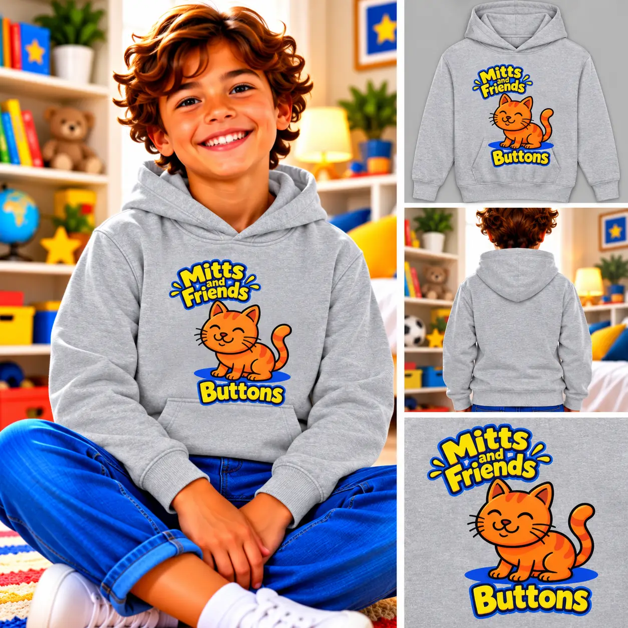 Buttons from Mitts and Friends Kids Hoodie - Image 2
