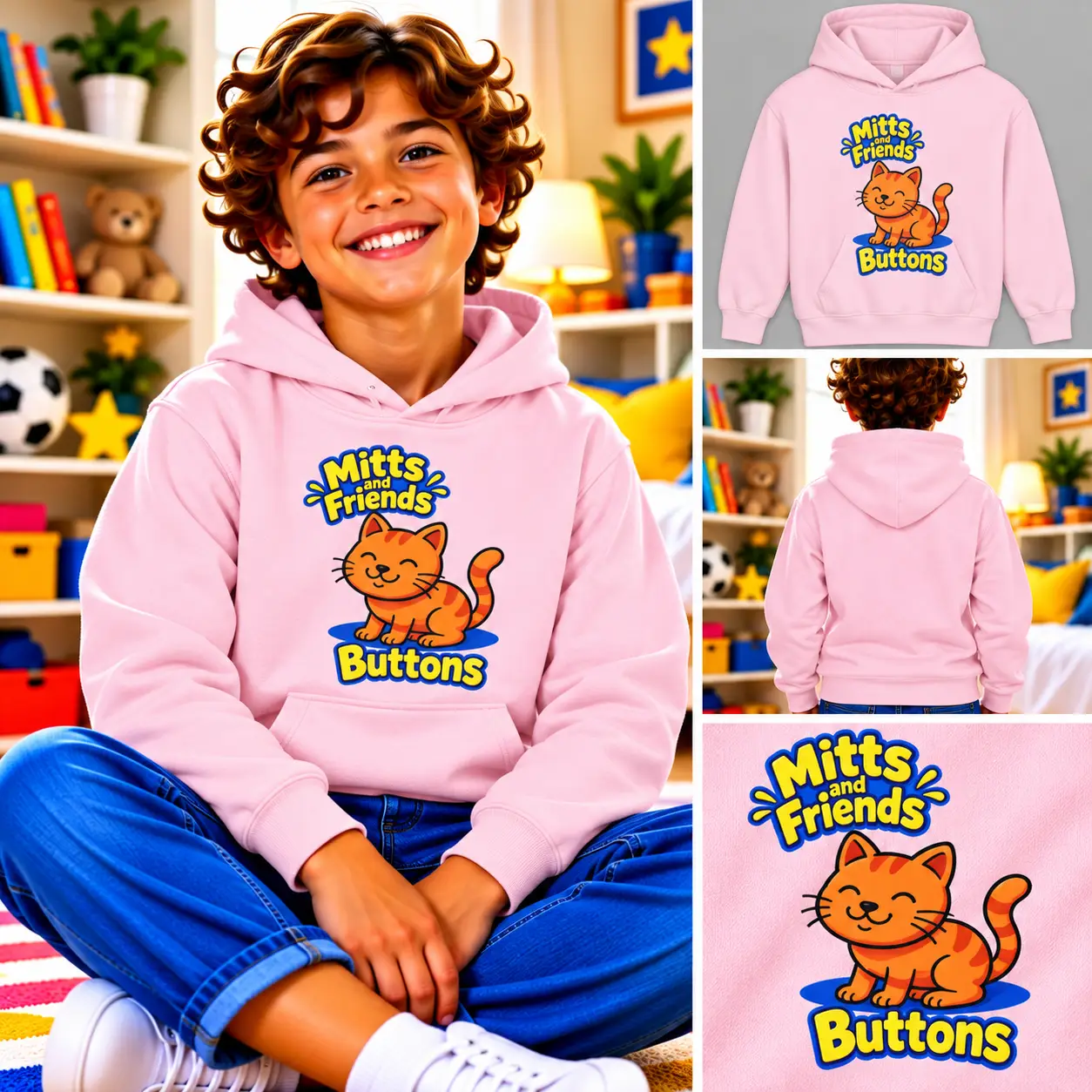 Buttons from Mitts and Friends Kids Hoodie - Image 4