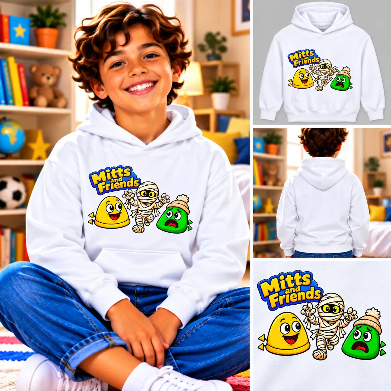 Mitts and Benji from Mitts and Friends Kids Hoodie