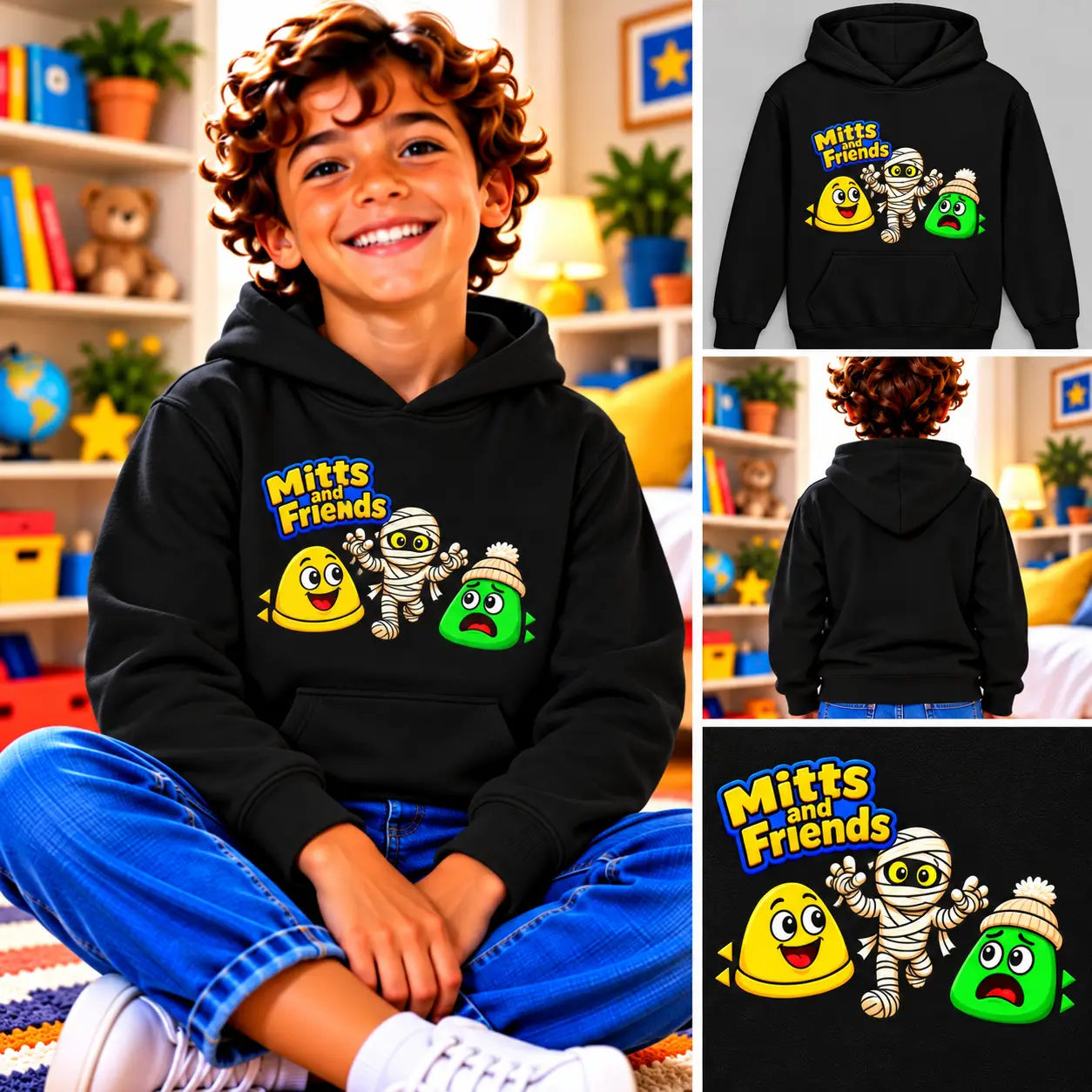 Mitts and Benji from Mitts and Friends Kids Hoodie - Image 2