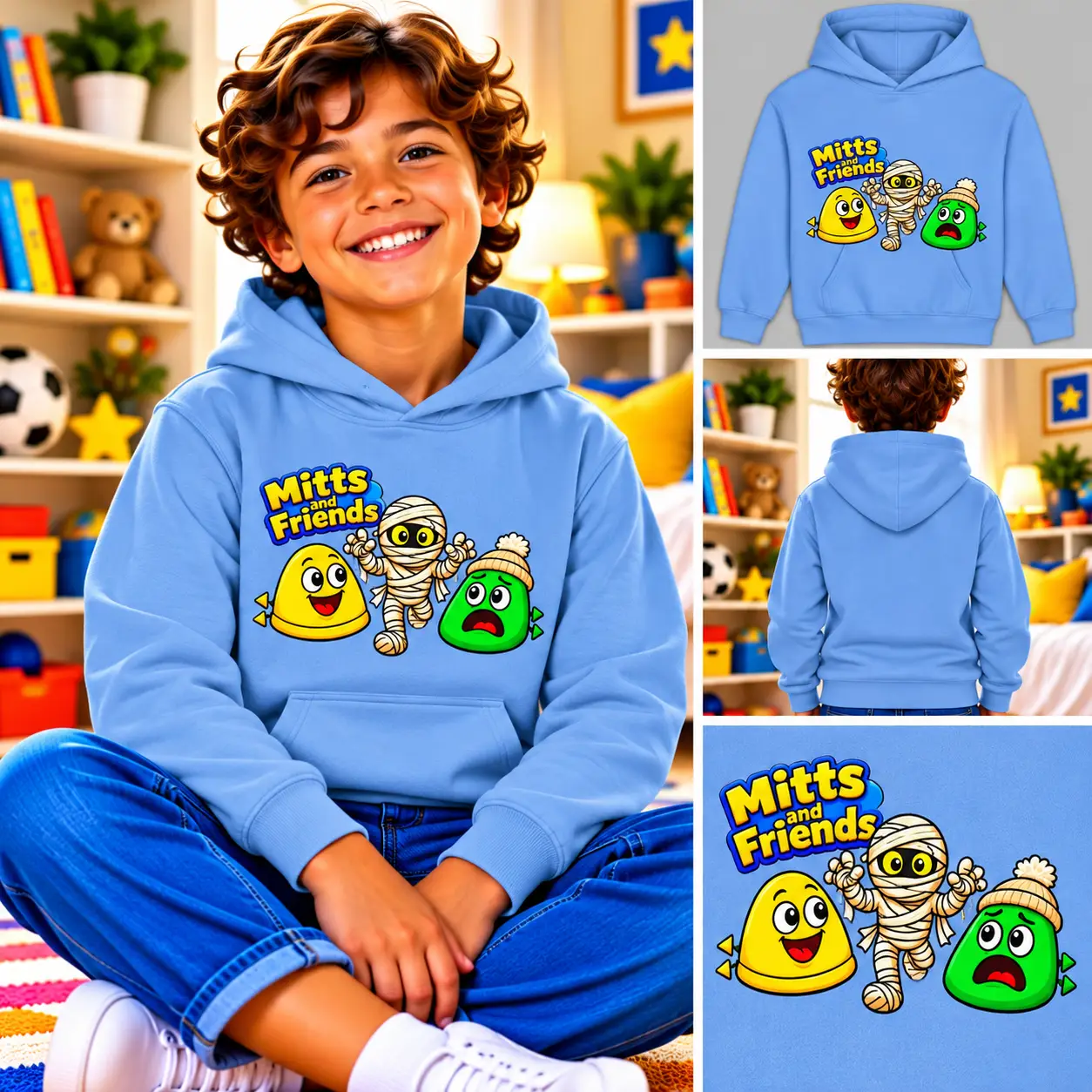 Mitts and Benji from Mitts and Friends Kids Hoodie - Image 4