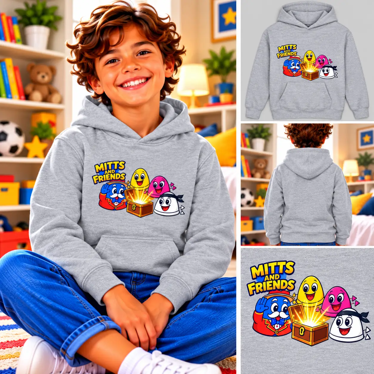 The Mayor from Mitts and Friends Treasure Chest Kids Hoodie - Image 3