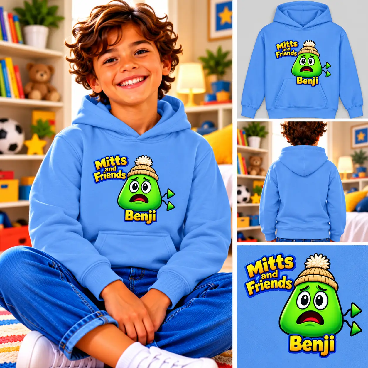 Benji from Mitts and Friends Kids Hoodie - Image 3