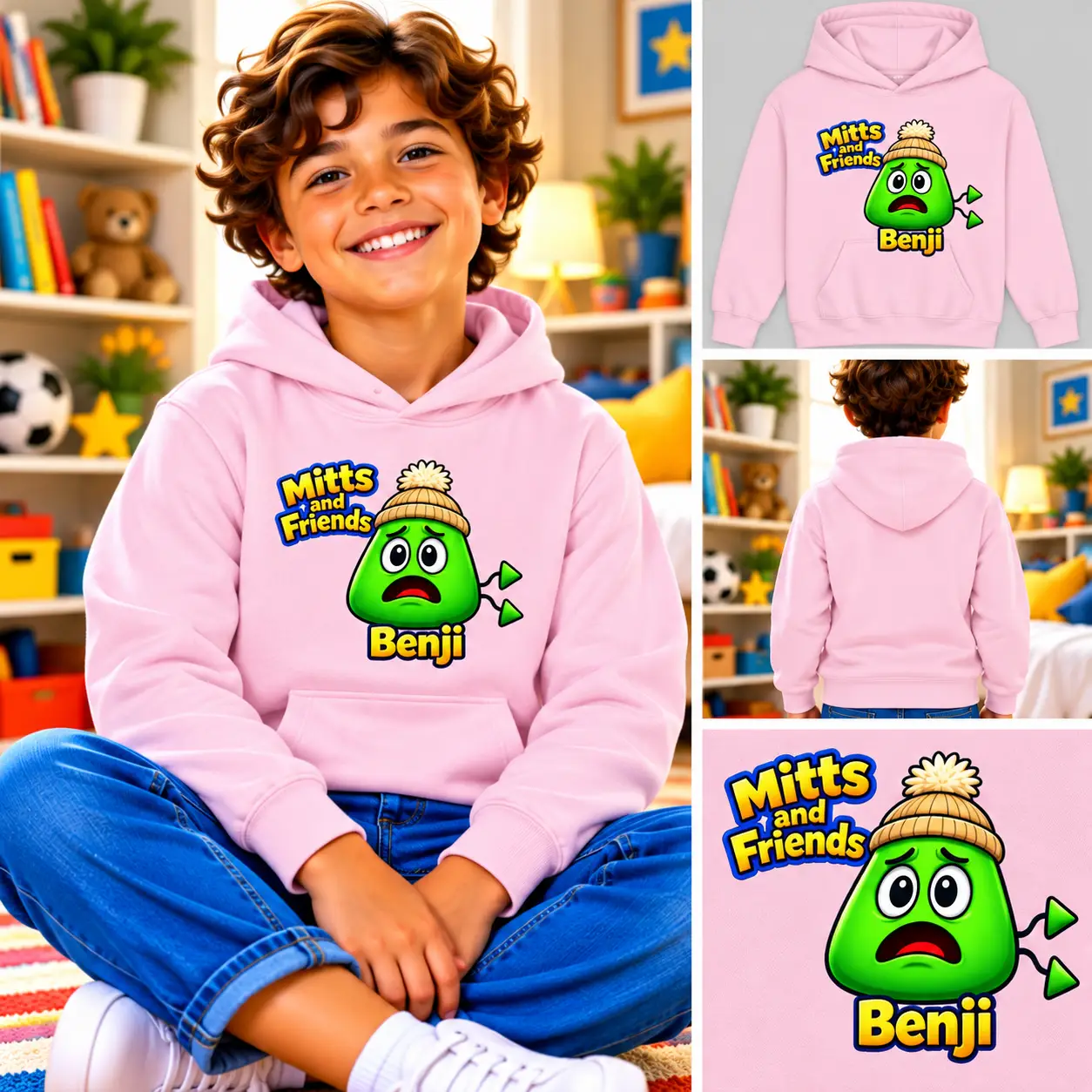 Benji from Mitts and Friends Kids Hoodie - Image 4