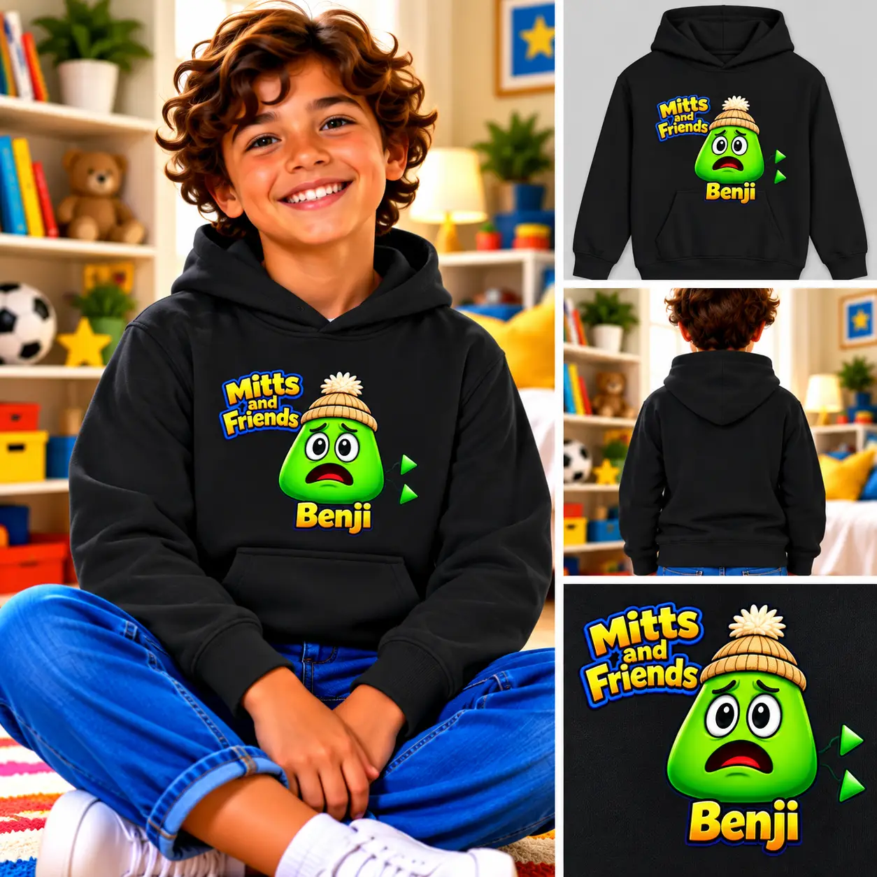 Benji from Mitts and Friends Kids Hoodie - Image 5