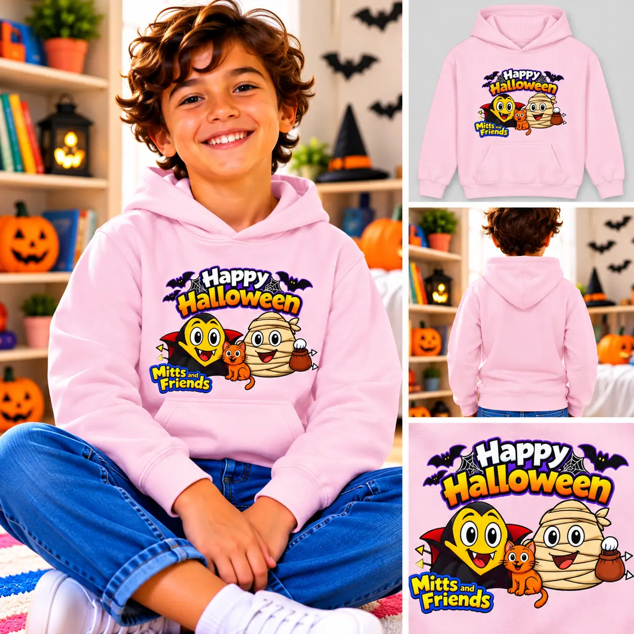 Mitts and Friends Happy Halloween Kids Hoodie - Image 5