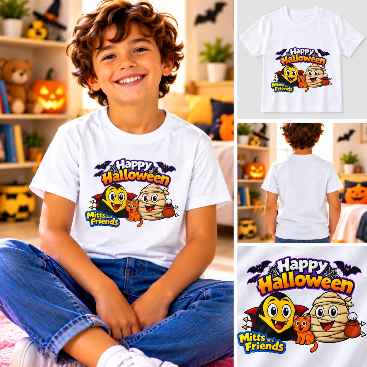 Mitts and Friends Happy Halloween Kids Tee