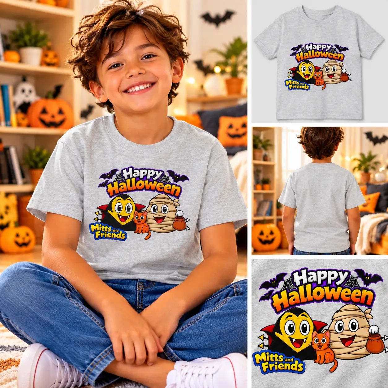 Mitts and Friends Happy Halloween Kids Tee - Image 2