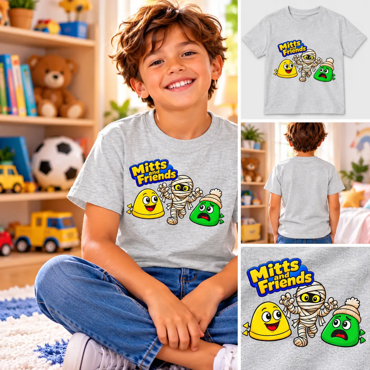 Mitts and Benji from Mitts and Friends Kids Tee - Image 3